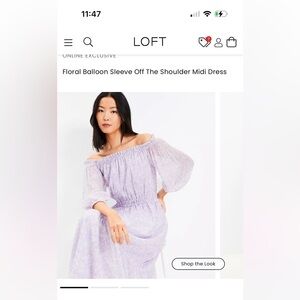 LOFT Floral Lavender Off-Shoulder Dress